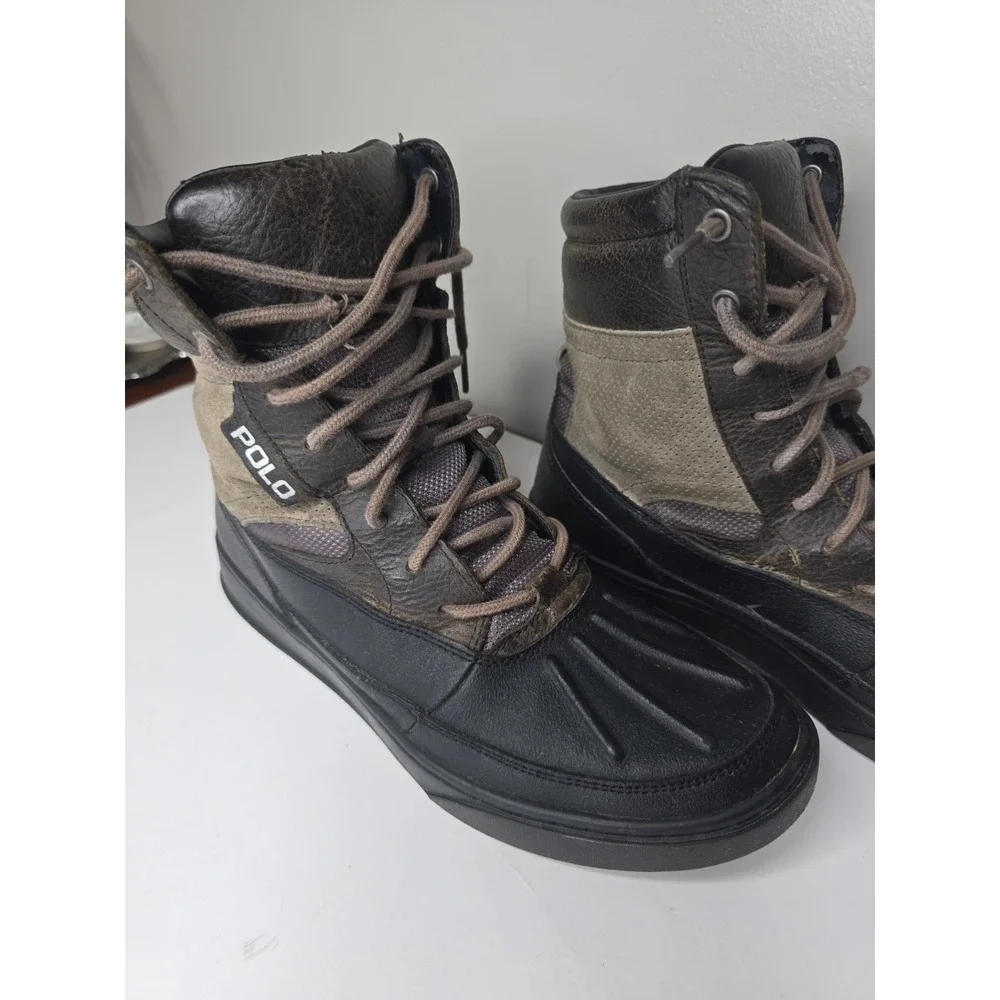 Polo Ralph Lauren Lansing Boots Mens Brown Oiled Leather Duck Outdoor Rare Style